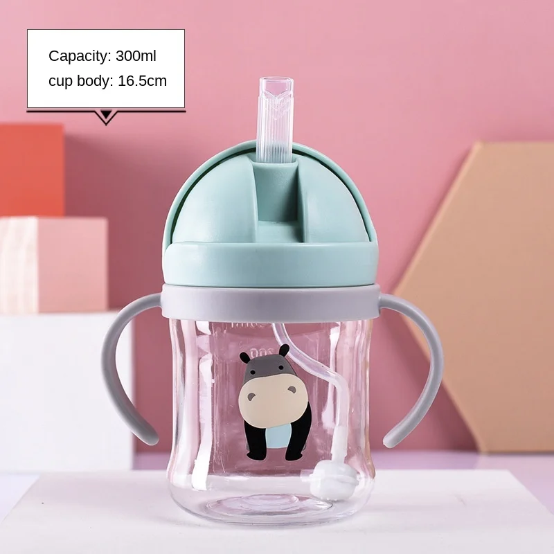 

Children's Straw Cup with Gravity Ball with Handle Anti-choke Kindergarten Portable Handle Water Cup Baby Cup Learn To Drink