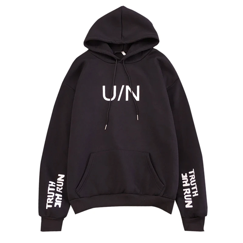 

2020 New Fashion Korean Style Hooded Plus Velvet Letter Pullover Sweater Top All-match Student Lady