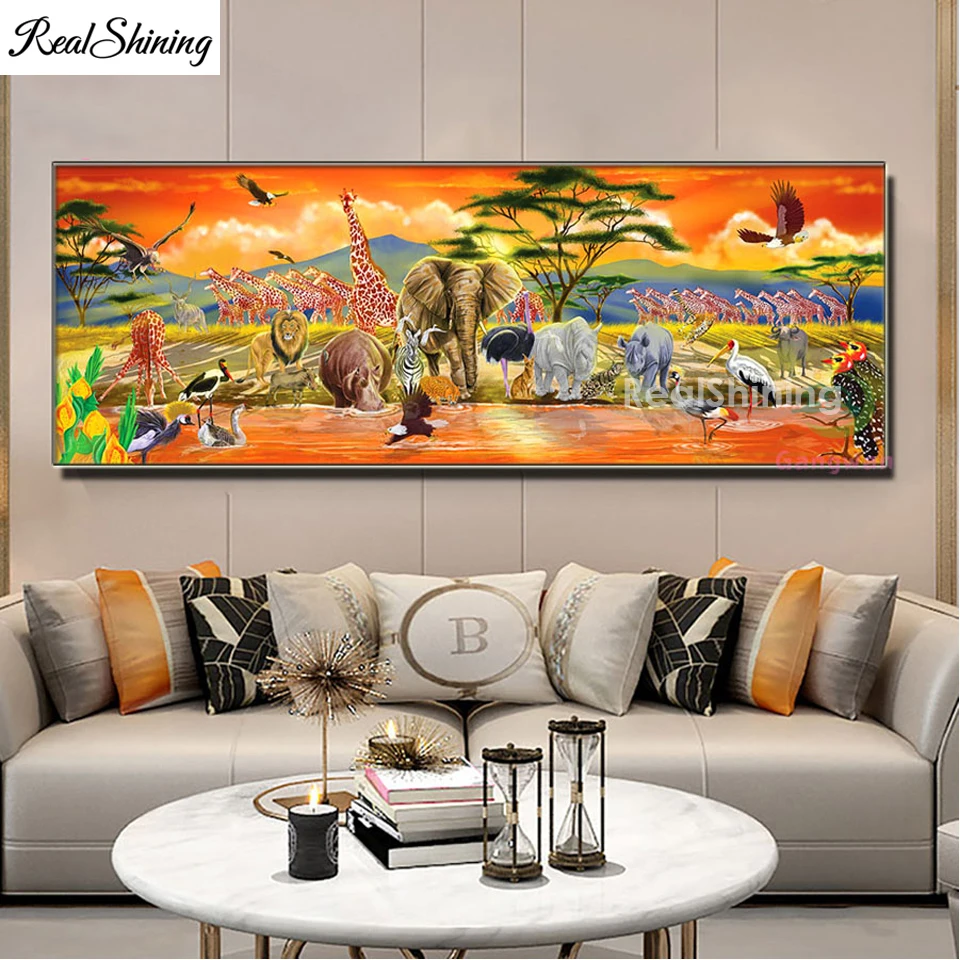 Алмазная живопись 5d Жирафы Слоны вышивка крестиком Стразы Африканские животные