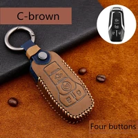 leather car key cover key case for ford focus fiesta mondeo kuga escape fusion mustang explorer edge ecosport