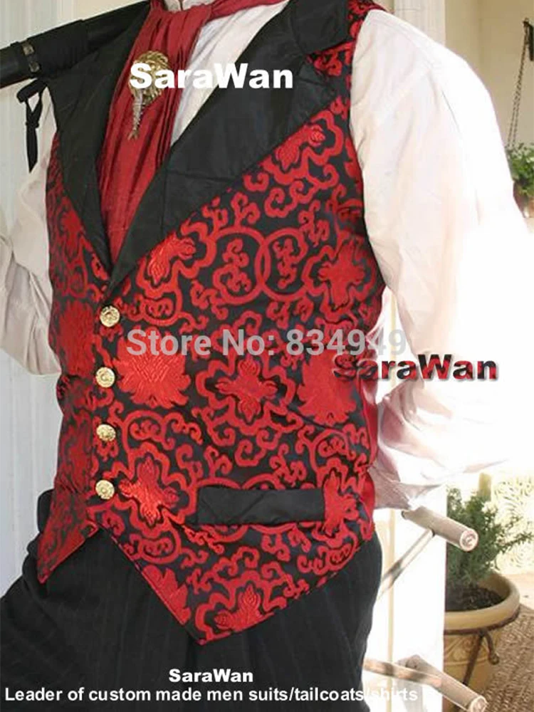 Сделанный на заказ жилет мужской красный и черный Жаккардовый для передней части