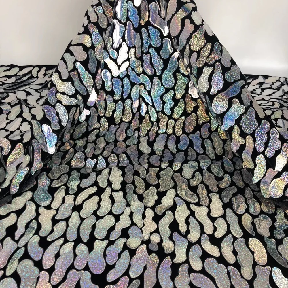 Новый дизайн африканская бархатная кружевная ткань разноцветная