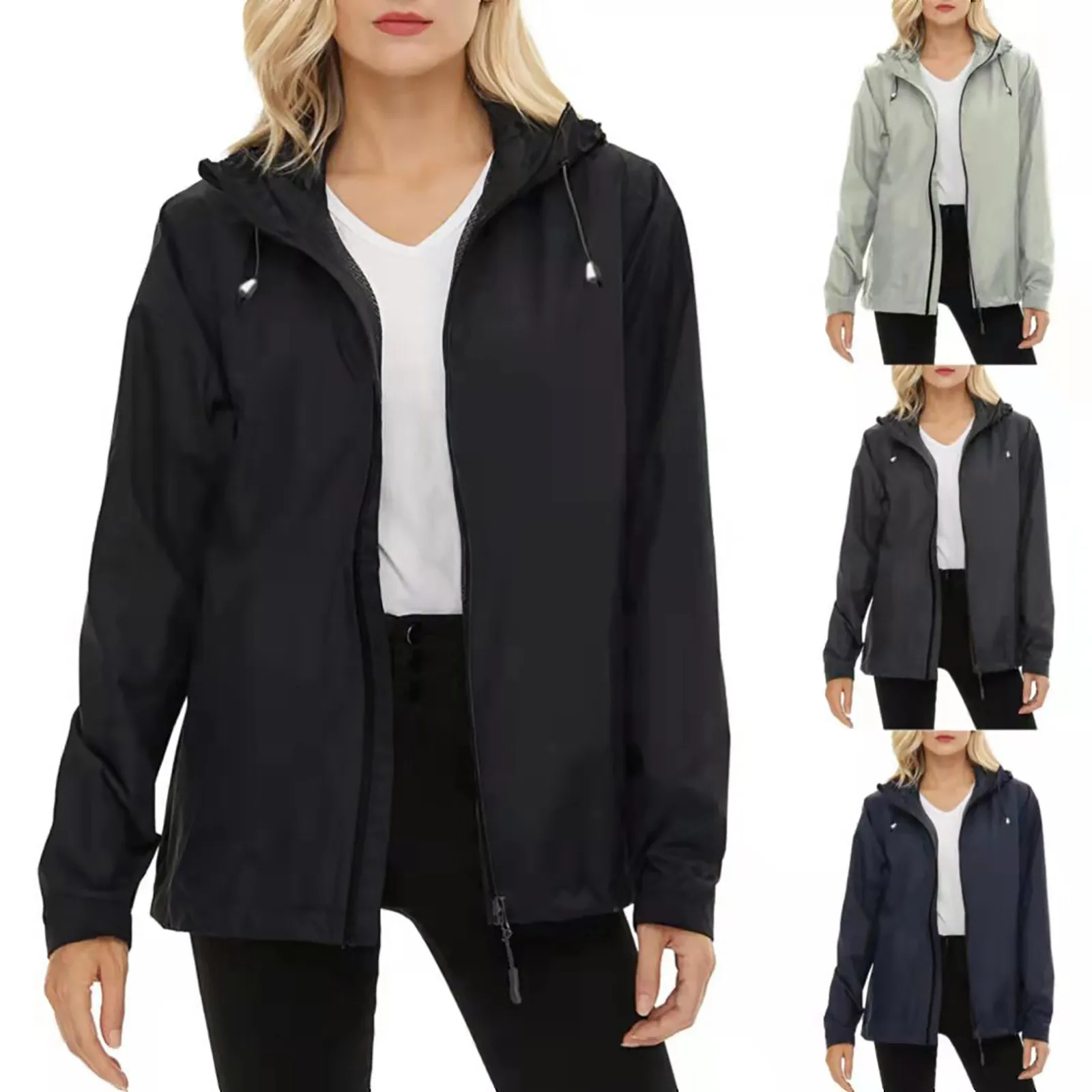 

Женский Повседневный модный Тренч с капюшоном, однотонный тренчкот, верхняя одежда, теплый топ, Женская ветровка, куртки для женщин на осень...