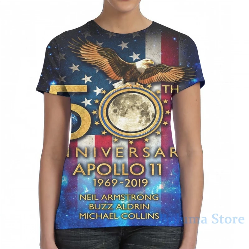 Футболка Мужская/женская с коротким рукавом модная рубашка принтом Аполло 11 Луна