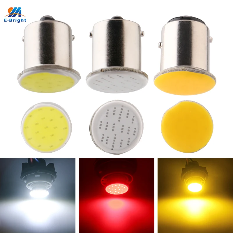 100 шт. S25 COB 18 SMD 1156 BA15S P21W указатель поворота задние фонари белые желтые красные P21/5