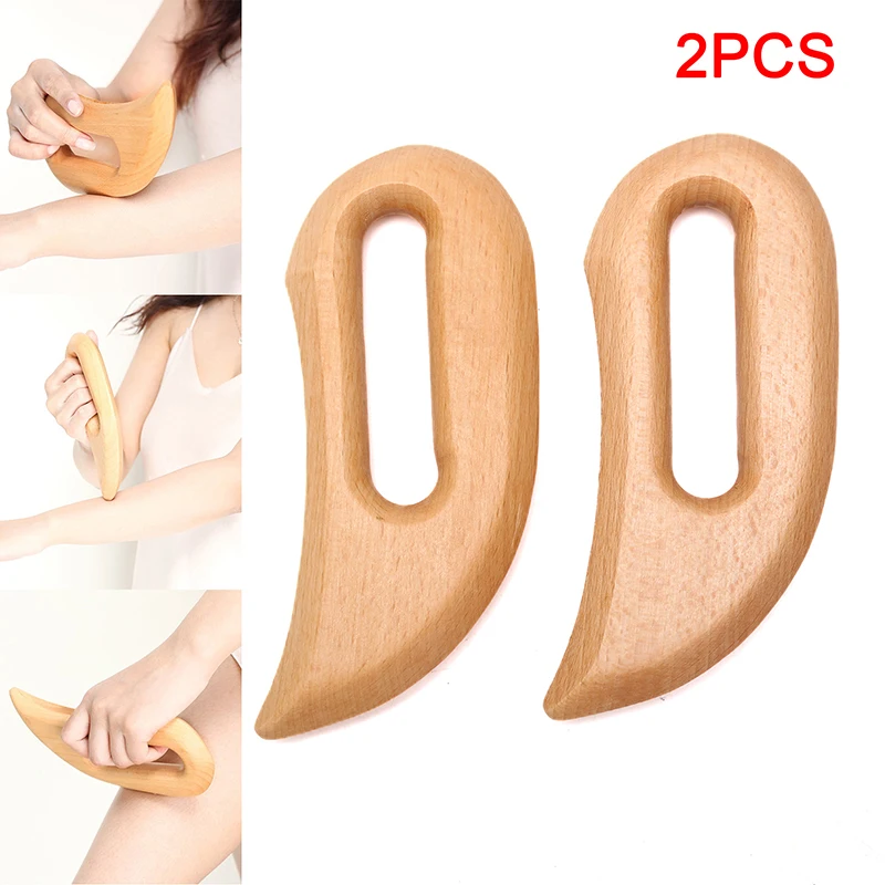 

2PCS Solid Wood Scraping Board Beauty Salon Leg Back Health Meridian Therapy Bod