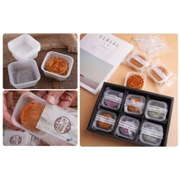 100pcs clear square moon cake trays 5063 80100g mooncake package box container holder mid autumn festival gift party supplies