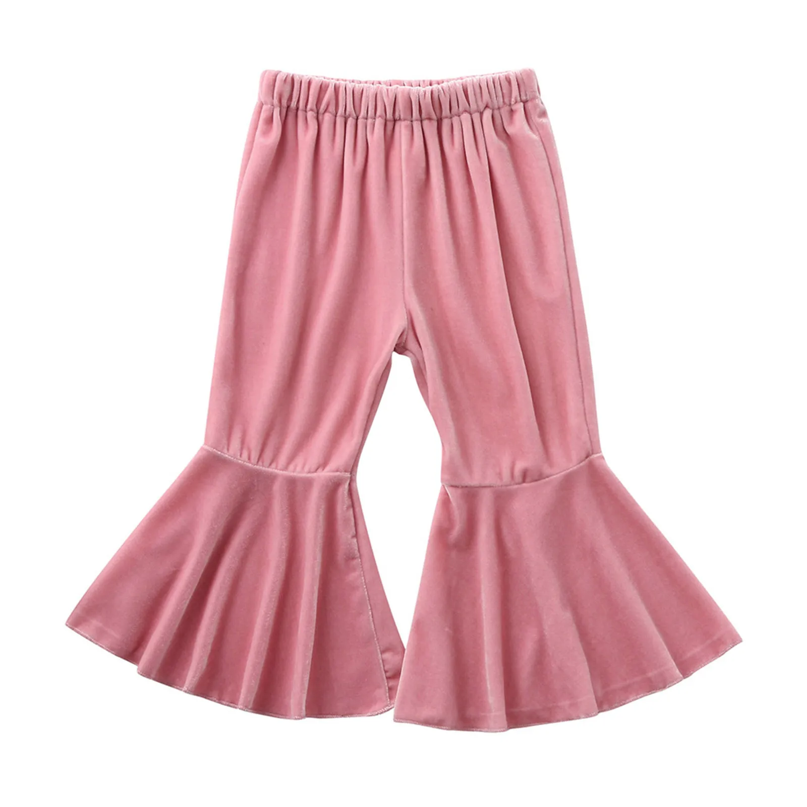 

Infant Kids Baby Girls Velvet Bell-Bottoms Baby Children Long Flared Trousers Retro Casual Elastic Waist Pants for Kids 2021 New
