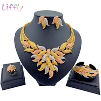 nigeria fashion jewelry sets colorful necklace bracelet earrings ring crystal jewelry wedding bridal jewelry set