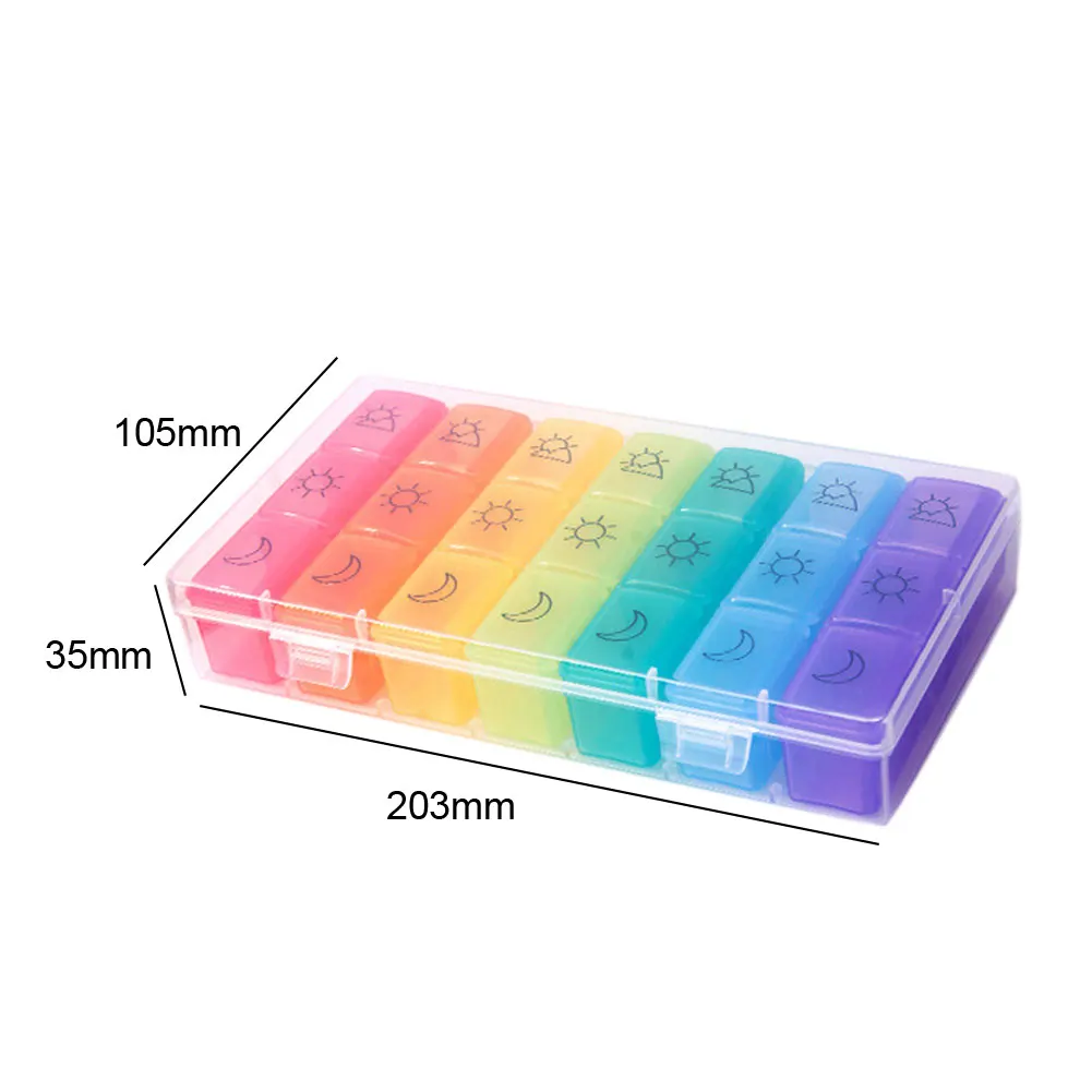 Коробка для таблеток на семь дней Rainbow 21 сеточка чехол хранения лекарств