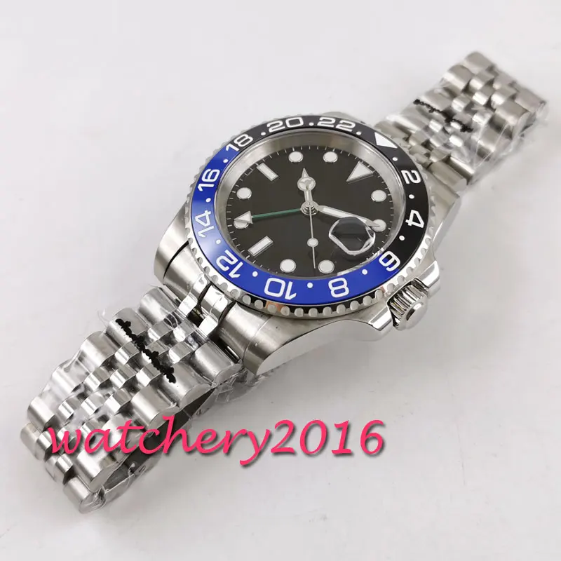 Часы мужские parnis с черным циферблатом военные сапфировым стеклом из нержавеющей