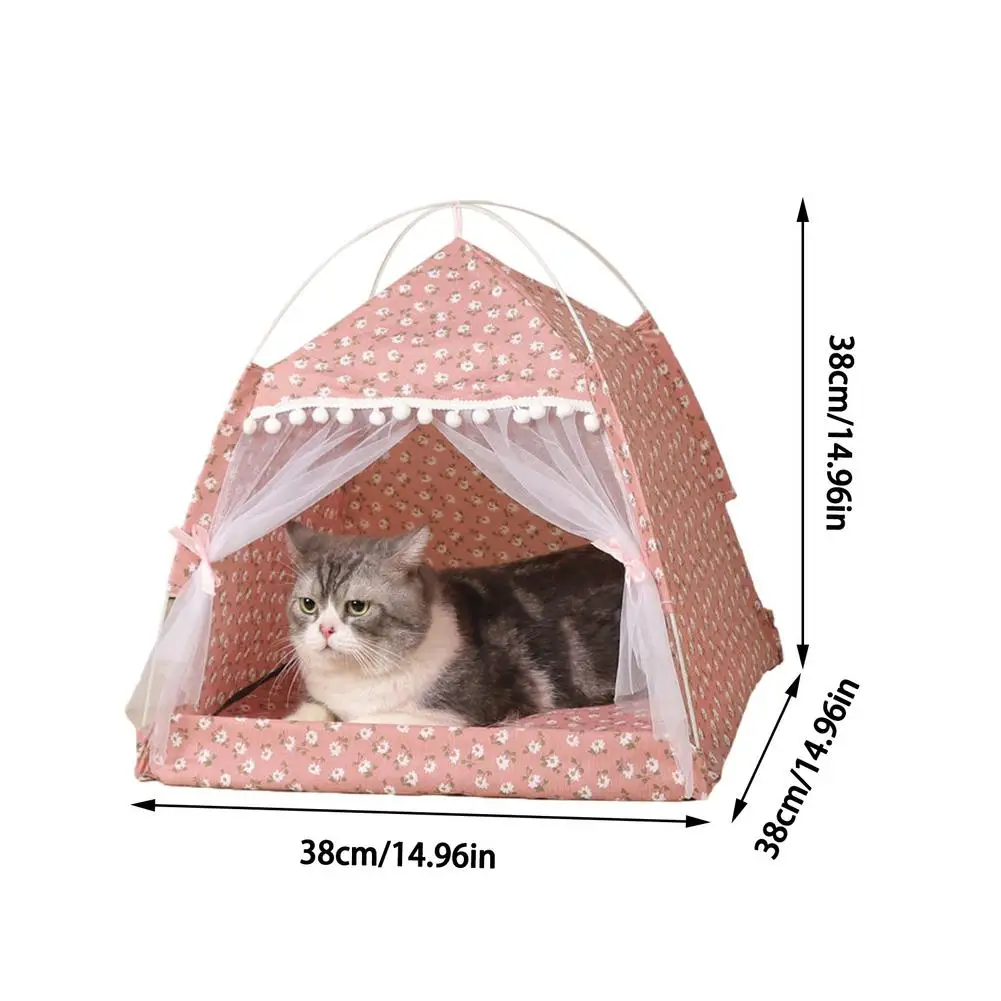 Summer Cat Cooling Tent Bed General Teepee Cozy Hammock With Floors Pet Small Dog House Accessories Products | Дом и сад
