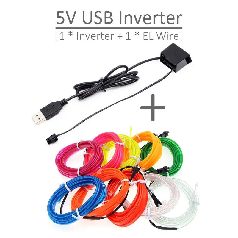 USB Style 1-5 м Гибкий EL провод неоновый свет Декорации для вечеринки свет 6 мм швейный край светодиодный водонепроницаемый EL проволочные лампы с водителем DC12V - Испускаемый цвет: USB Style