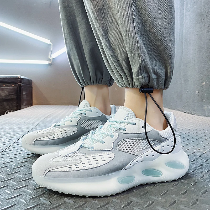 

Genuine Leather Men's Mesh Breathable Running Shoes Gym Sneakers Outdoor Comfortable Fitness Lightweight Walking Jogging Shoes