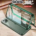 Двухсторонний стеклянный чехол для телефона iPhone 11 12 13 Pro Max SE 2020 XR X XS Max 8 7 6 6s Plus металлический магнитный чехол 360 