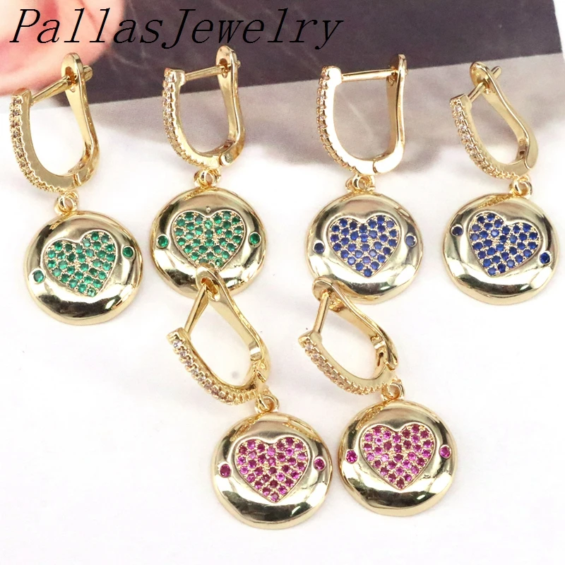 

5 пар, новые, модные, высокого качества, с покрытием из золота CZ сердце с отделением для монет, подвеска, серьги, ювелирное изделие для женщин