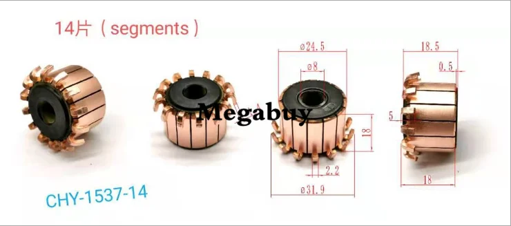 

8x24.5x18mm 14p Copper Bars Alternator Electric Motor Commutator Copper Commutator Armature Commutator1537