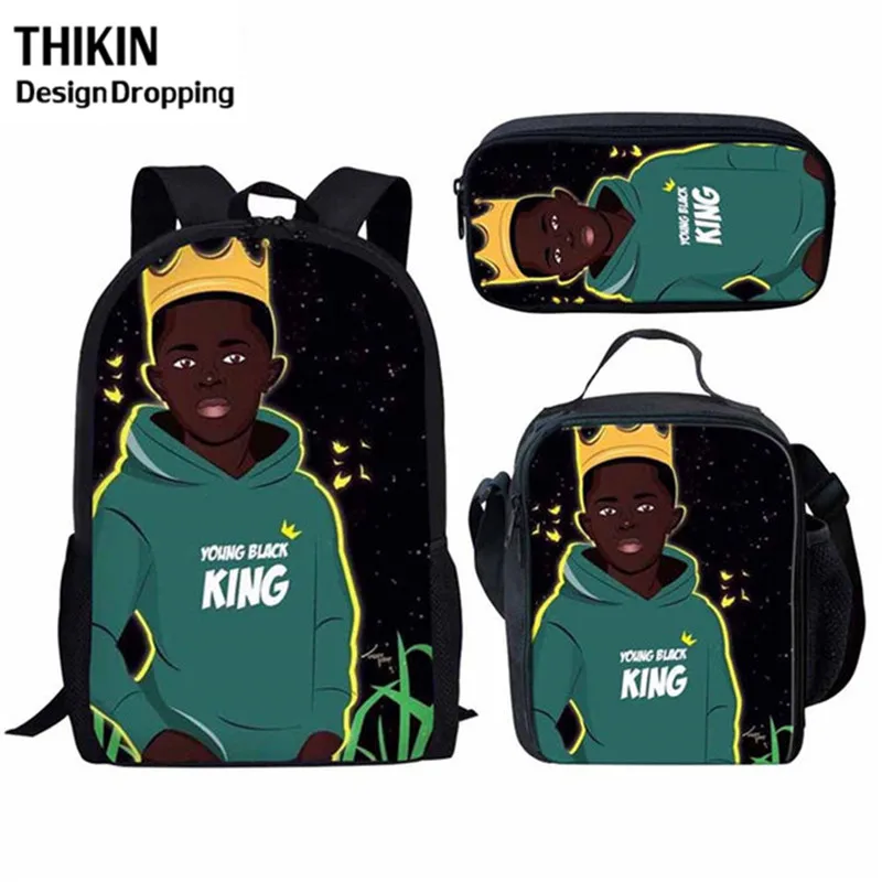 12 THIKIN Back To School черный искусства АФРИКАНСКАЯ ДЕВУШКА культуры школьные сумки для детей 3 шт./компл. школьный рюкзак школы детская книга Сумка Softback - Цвет: 12