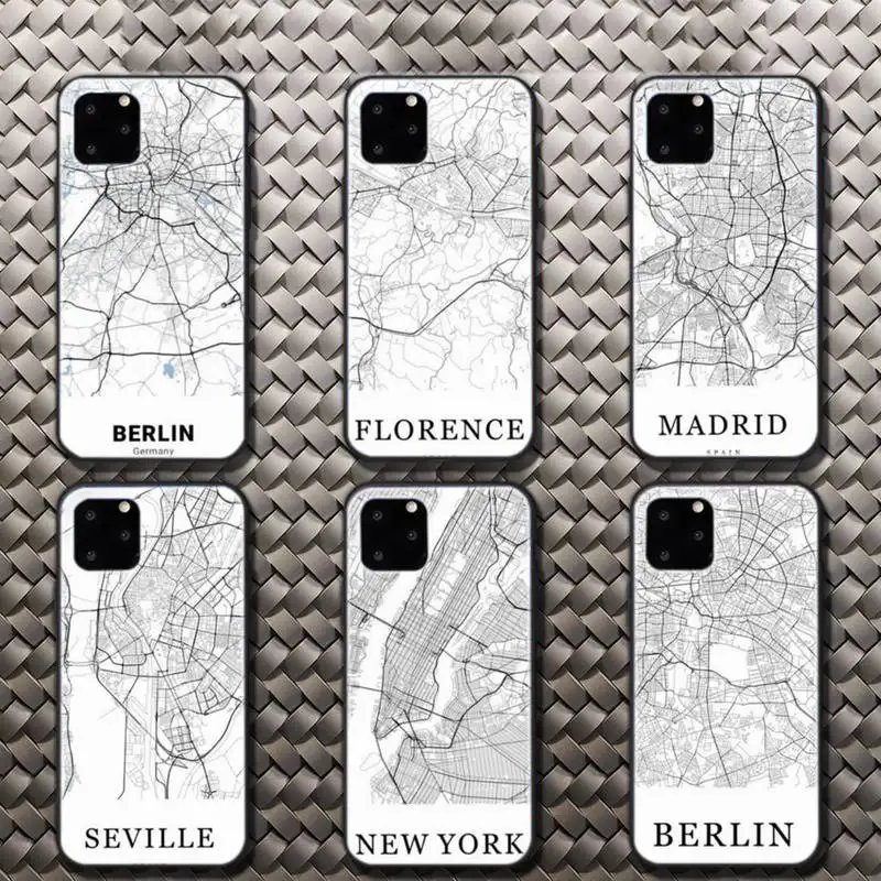 

London Country Sketch City Map Soft Phone Case For Iphone 6 6s 7 8 Plus XR X XS XSmax 11 12 Pro Mini Max
