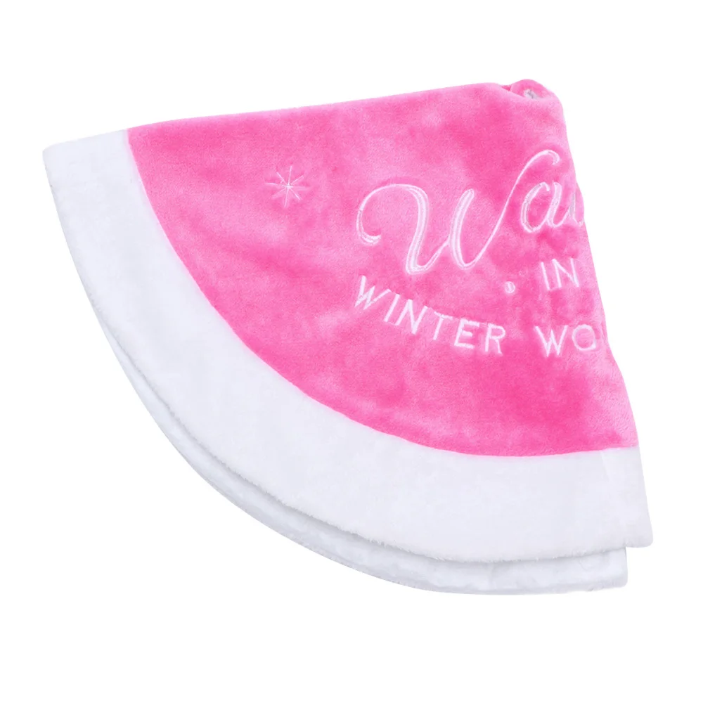 

90cm Christmas Tree Plush Skirt Round Shape Letter Printing Christmas Tree Base Decoration Apron Wrap Christmas Decorative