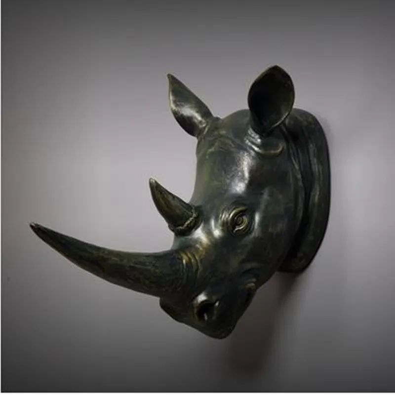 Three-dimensional animal head wall hanging stickers rhino sheep bull home office decoration crafts | Дом и сад