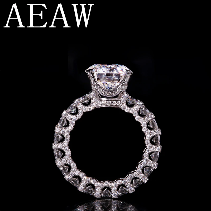 

AEAW роскошный 14 к белый золотой 4ct 10 мм круглый ограненный FG цветной Муассанит с окантовкой Муассанит вечность Свадебный ремешок