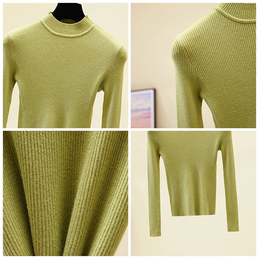 11 цветов Осень-зима женские водолазки свитера пуловеры авокадо зеленый базовый