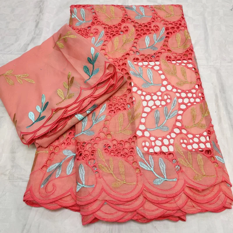 (5 + 2 ярдов/комплект) Высокое качество Африканская Хлопковая кружевная ткань с