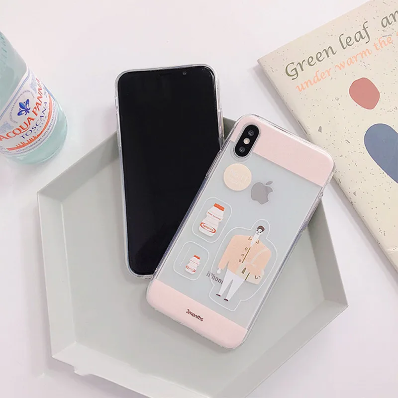 Для iphone 11Pro Max Чехлы Корея иллюстрация kawaii чехол для телефона coque iPhone 7 8 6s plus XS max