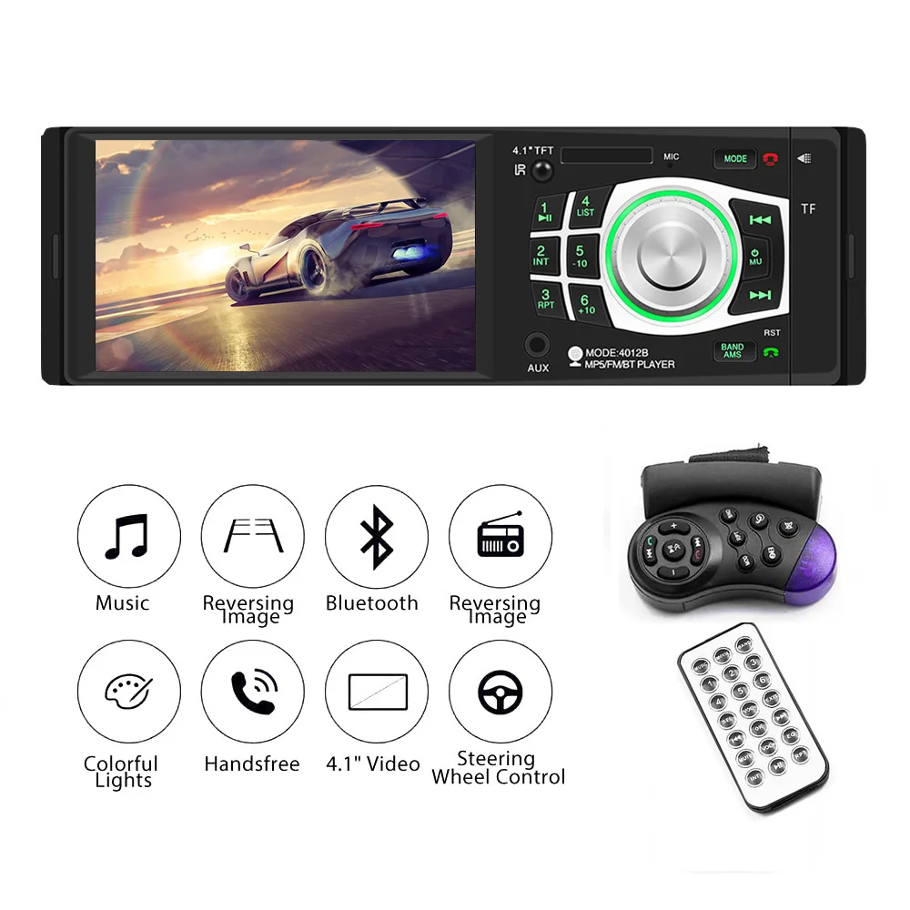 

4,1 "Автомобильный MP5 плеер Bluetooth стерео In-dash 7 цветов подсветка TF USB AUX поддержка 12 В 4012B авто аксессуары аудио радио FM