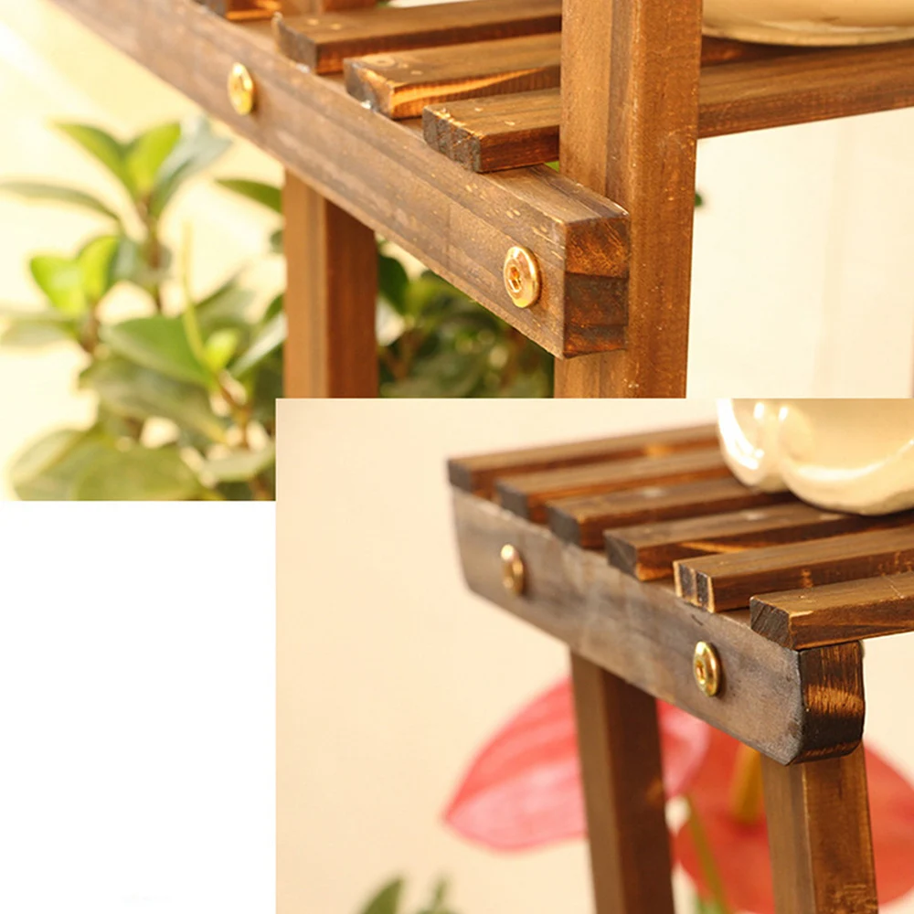 Подставка для цветов деревянный держатель растений бонсай витрина полка