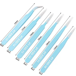 Пинцет антистатический, из нержавеющей стали, 6 шт.