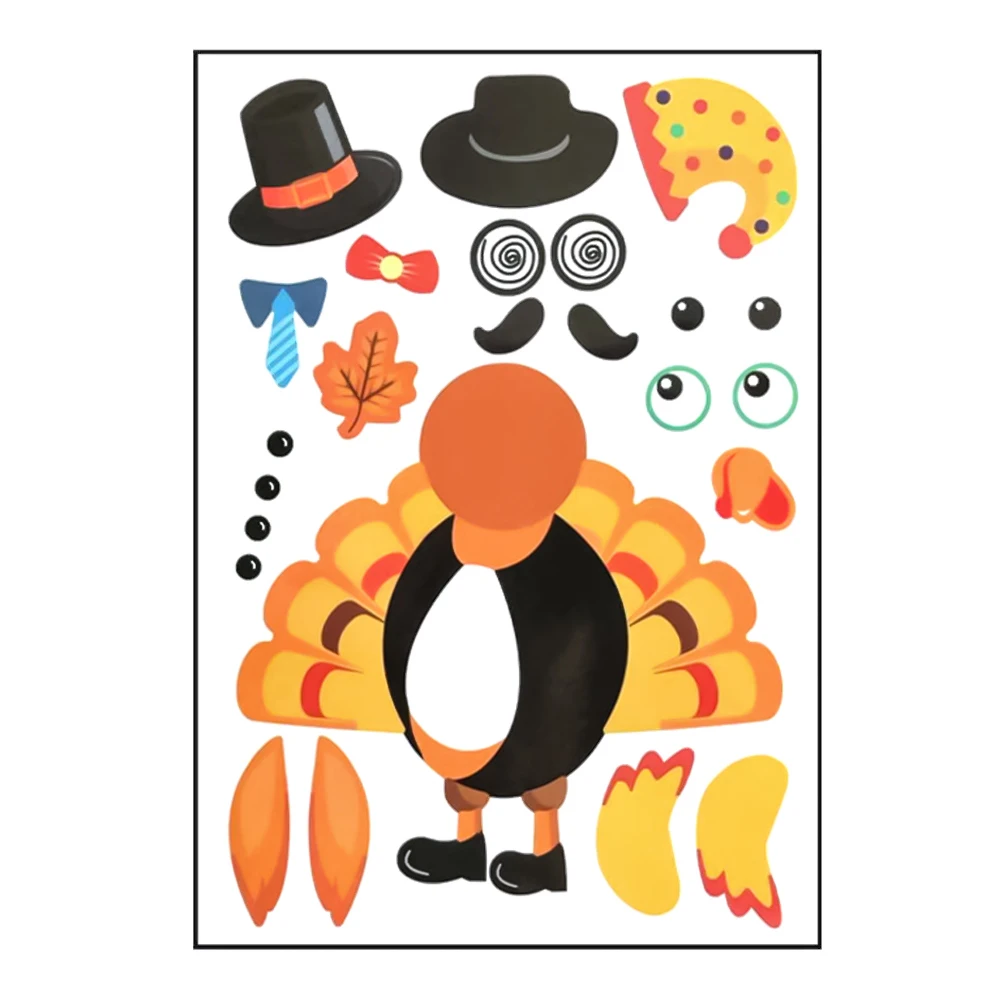 

10 Sheets DIY Thanksgiving Stickers Turkey Stickers Decals for Fall Autumn Harvest Crafts Scrapbooking Kids Party Games Favors
