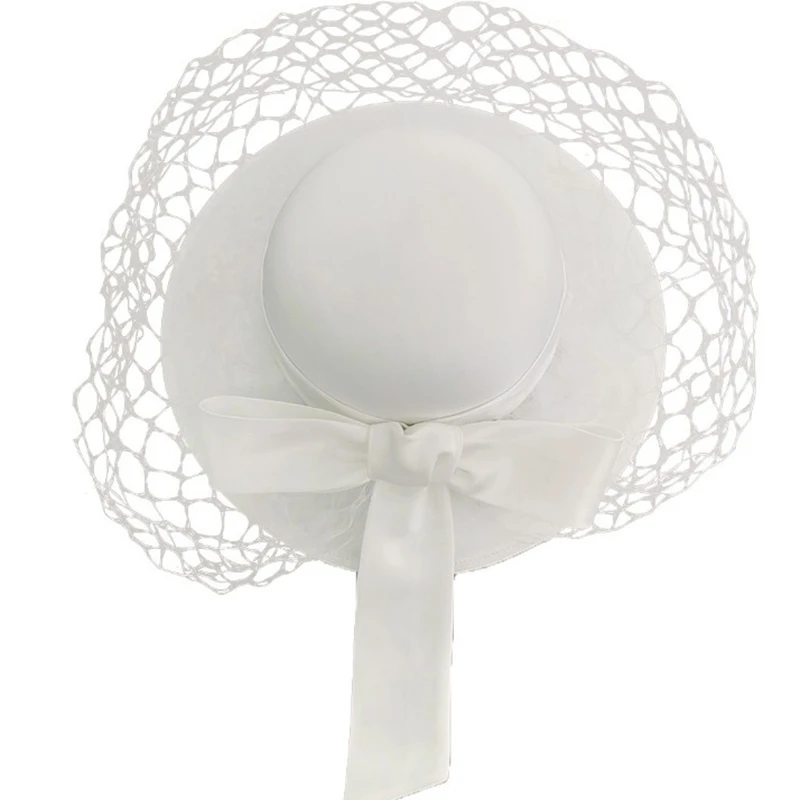 

2021 Elegant Bridal Fedora Hat Lady Party Fascinators Church Headpiece Deby Race Corsage Women Wedding Party Hair Accessories