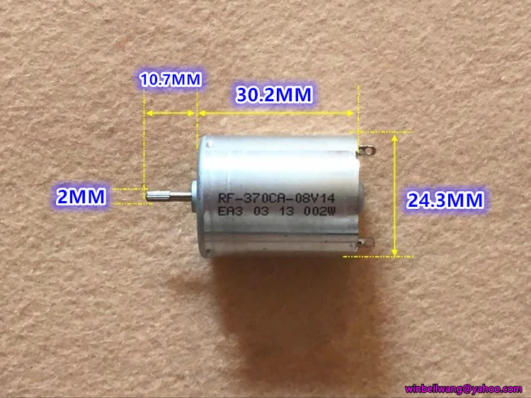 Абсолютно 370 микро двигатель постоянного тока RF-370CA 24*31 мм в диаметре, с сопротивлением 8V 7000 об/мин тихий мотор металлической щетки