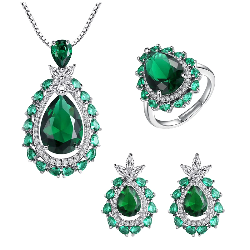 

Fashionable Waterdrop-shaped Crystal Zircon Necklace Stud Earrings Rings for Women Elegant Valentines Day Gifts Wedding Jewelry