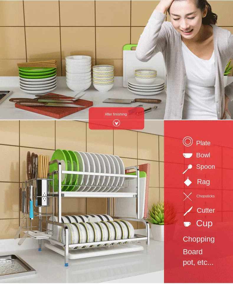 Стеллаж для кухонной посуды из нержавеющей стали сушилка сушки дренажных шкафов
