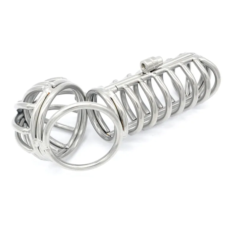 

Male Chastity Device Cock Cage Stainless Steel Penis Lock Restraints Bondage Anti-Masturbation CBT Sex Toys for Men XCXA070