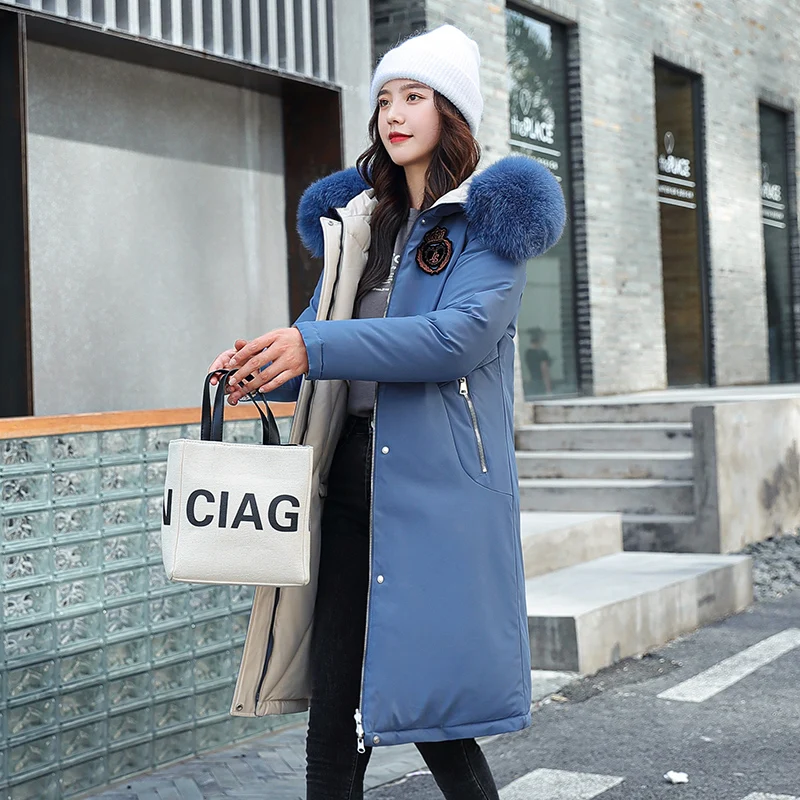 

2021 Jackets Female Winter Coat double side Women's Long Parkas Hooded Warm Winter Jacket Women Coat Cotton Padded Jacket