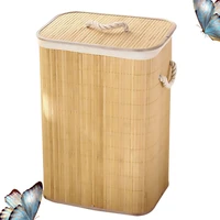 foldable clothes storage basket household laundry dirty clothes storage bucket bamboo basket khaki