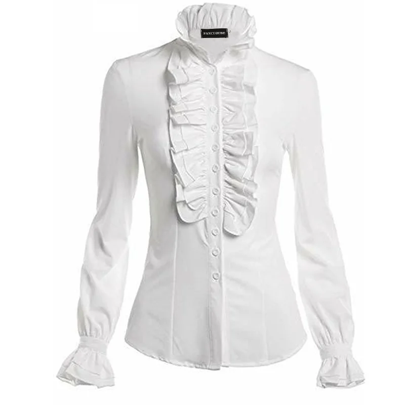 Женская Офисная рубашка COLDKER Однотонная в викторианском винтажном стиле с