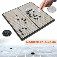 medium portable travel magnetic folding board go game set family kids toys chess game with single convex magnetic plastic stone
