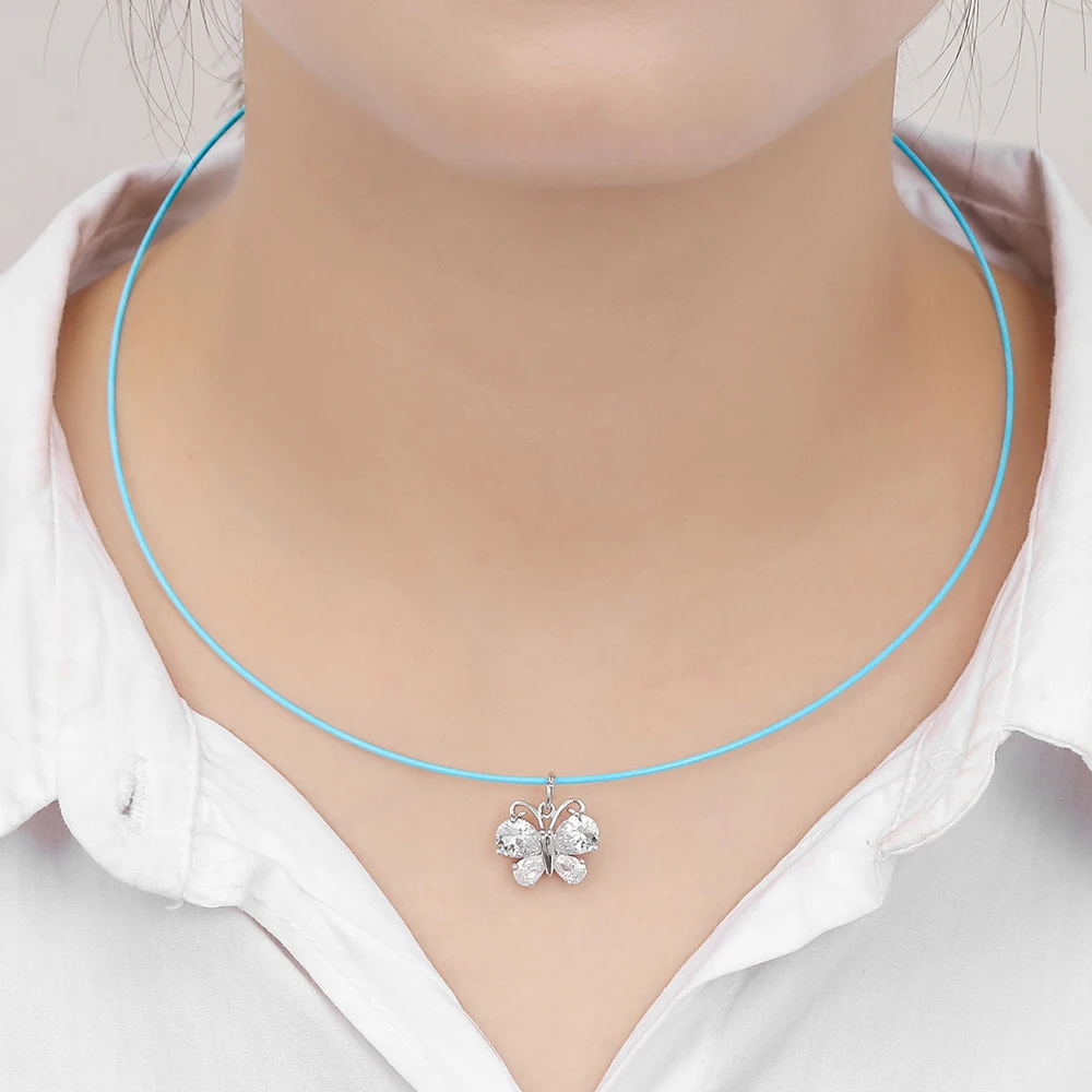 Цепочка с подвеской-бабочкой женская элегантное ожерелье из белого кристалла и