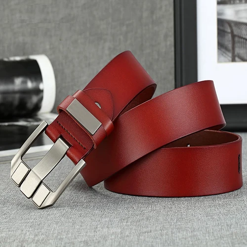 6190D2Redbrown-logo Модный мужской пояс коровы натуральная кожа роскошный чехол-книжка с ремешком Мужские ремни для мужчин и женщин новые модные классические винтажные пряжкой Прямая поставка 6190 - Цвет: 6190D2Redbrown-logo