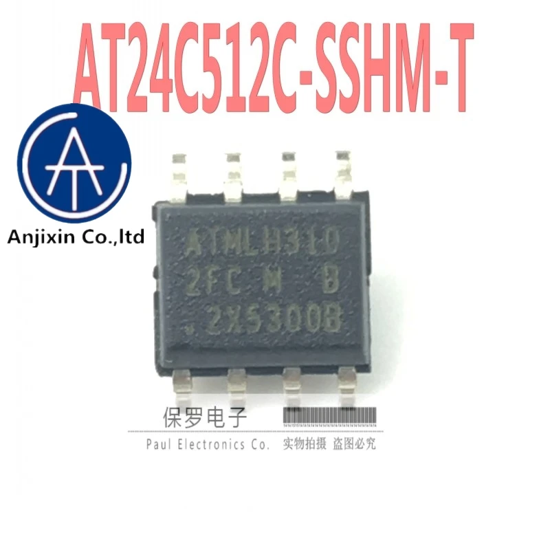 10 шт. 100% оригинальная новая память AT24C512C-SSHM-T AT24C512 шелковой ширмы 2FC лапками углублением SOP-8 в наличии