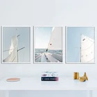Минималистичный Декор плакаты парус настенное искусство небо яхта Холст Картина горизонт и принты океан лодка морские Картины домашний декор