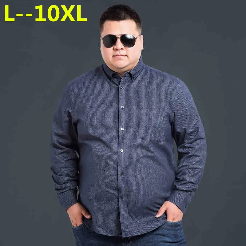 

Рубашка с длинным рукавом, хлопковая, приталенная, 7XL, размера плюс, 8XL, 6XL, 5XL