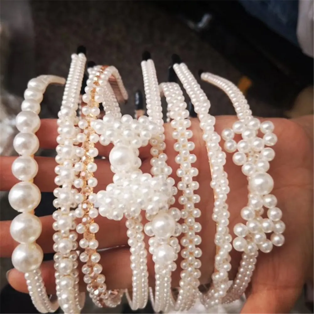 Новинка Жемчужная Повязка на голову кольцо для волос пряжка сетчатая красная