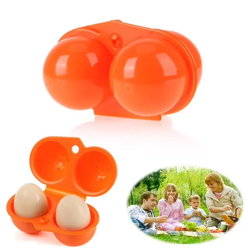 

1Pc 2 Egg Case Storage Box Organizer Food Container Plastic Portable Kitchen Hiking Outdoor Camping Carrier Box Tool for 2 Egg