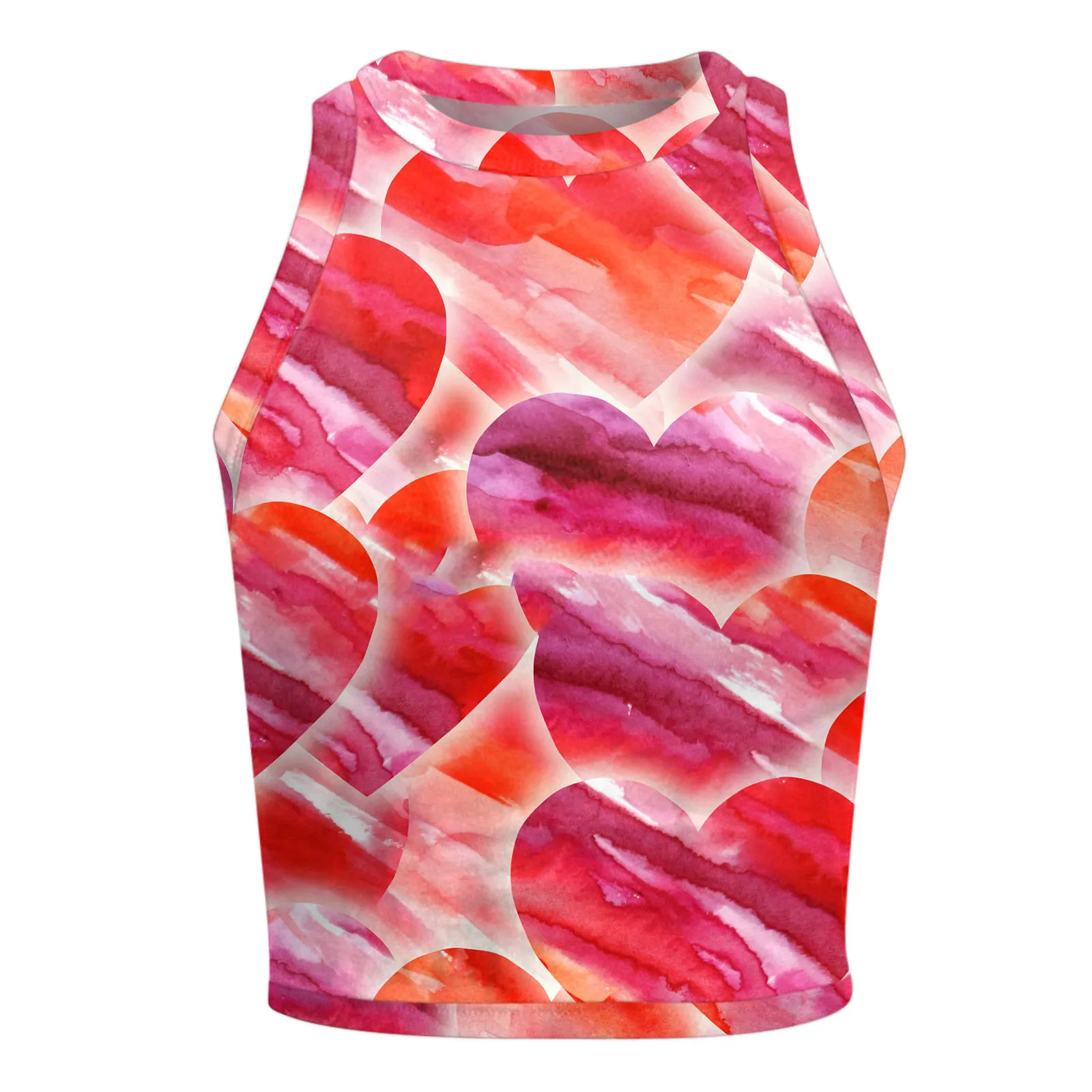 Майка женская с круглым вырезом и принтом сердечек | Женская одежда